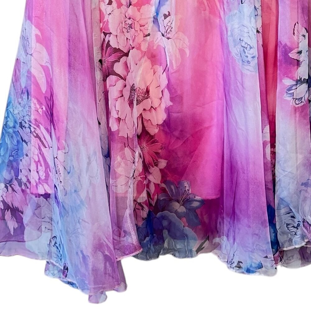 Afibi Full Maxi Skirt Chiffon Fully Lined Pink and Blue Fairy Faerie Size 3XL - Picture 4 of 14